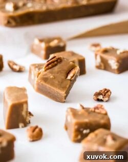 This Pecan Butterscotch Fudge, also known as penuche fudge, is a simple fudge recipe combining brown sugar and pecans. Fudge like this makes wonderful edible gifts for the holiday season too.