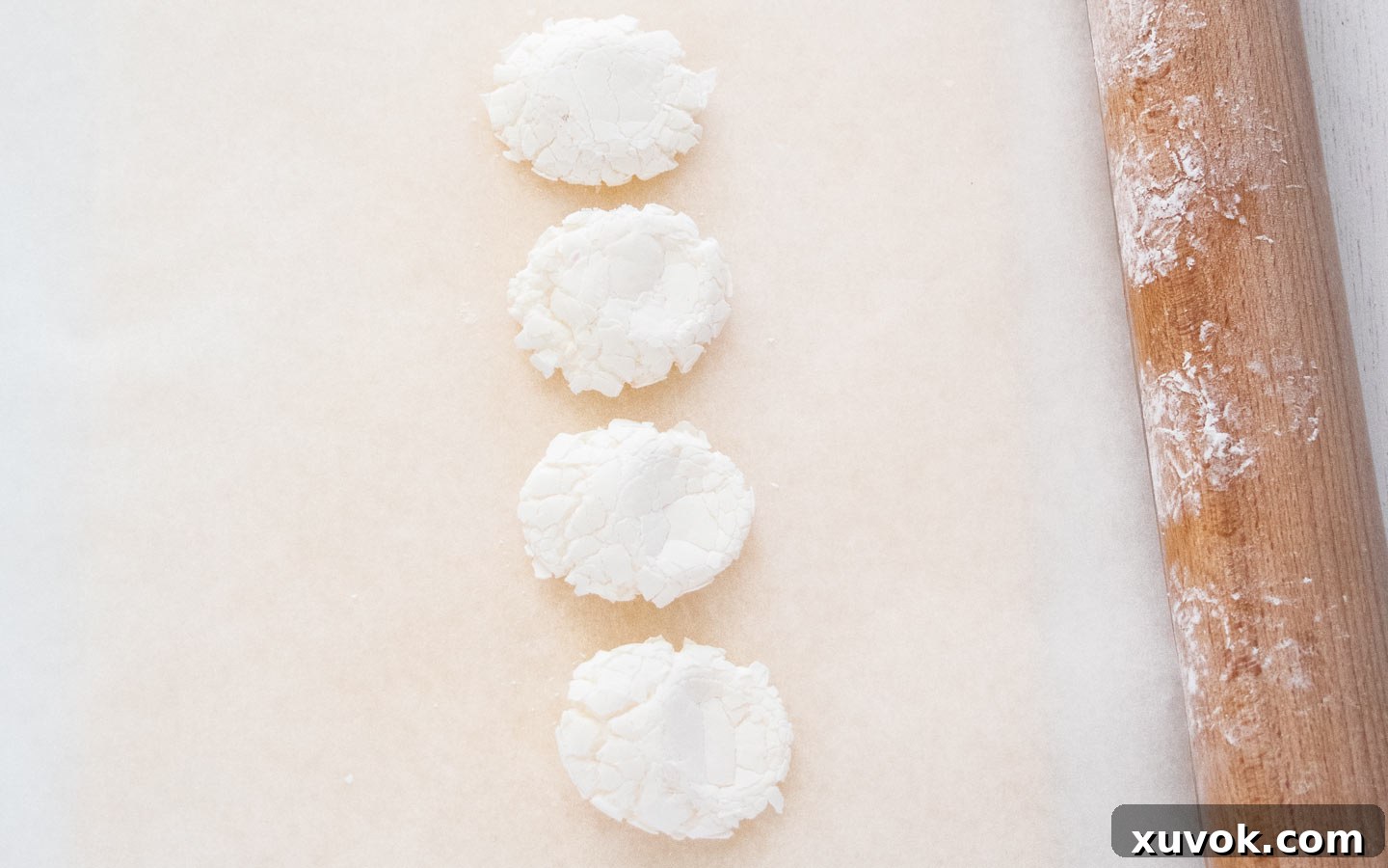Marshmallows rolled out flat, ready for assembly.