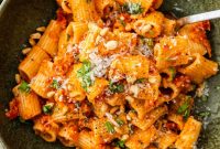 Sun-Dried Tomato Pesto Pasta with Garlic & Parmesan