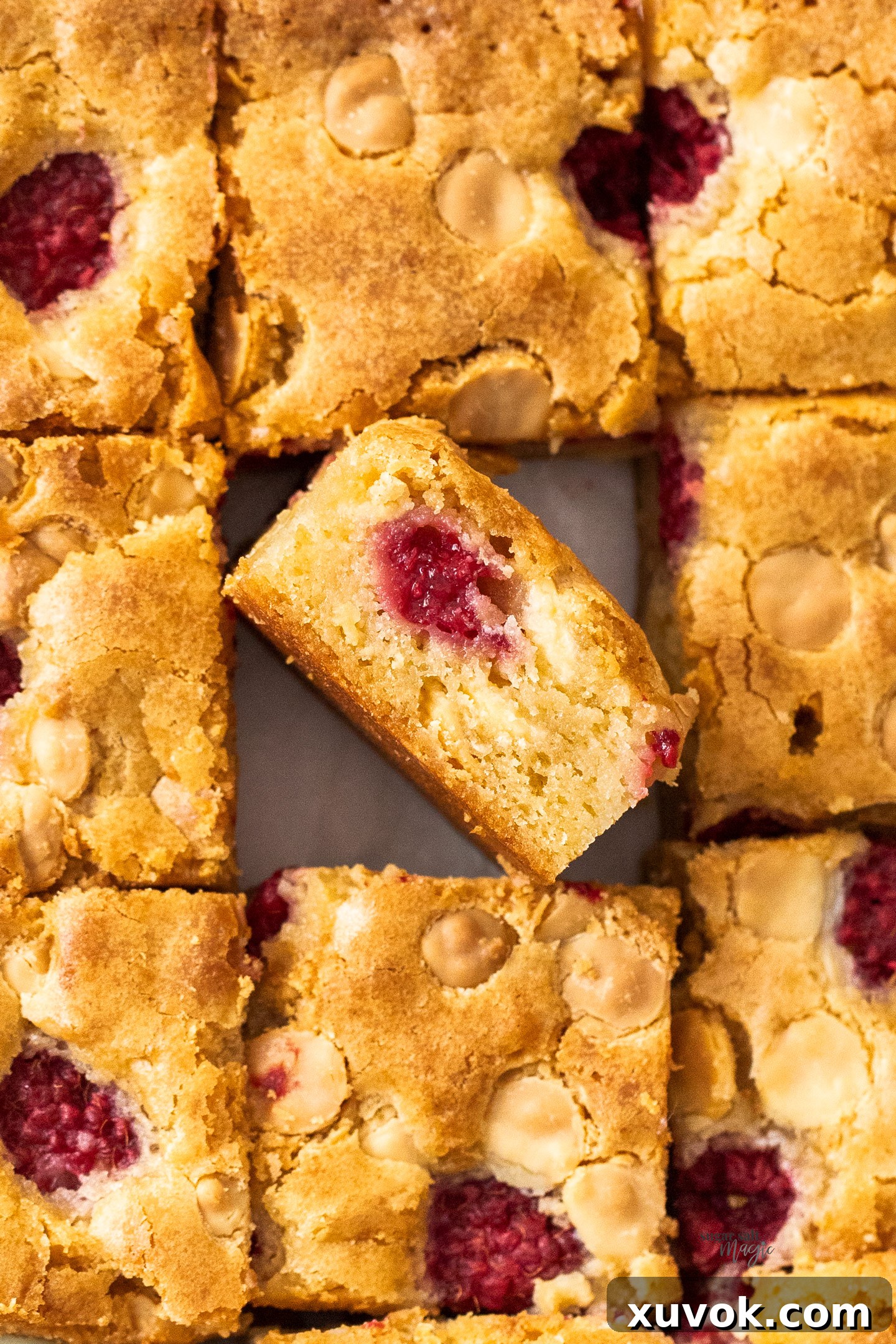 Top down view of blondies with one standing on it's edge.